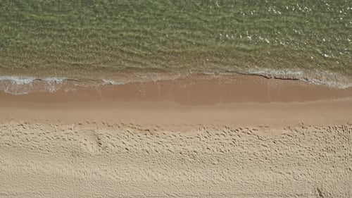 AERIAL: Beautiful Generic Tropical Beach Overhead Shot, Bird's Eye View of Ocean Waves Crashing