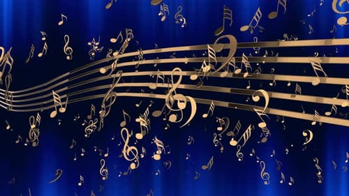 Elegant Golden Music Notes and Staff Animation