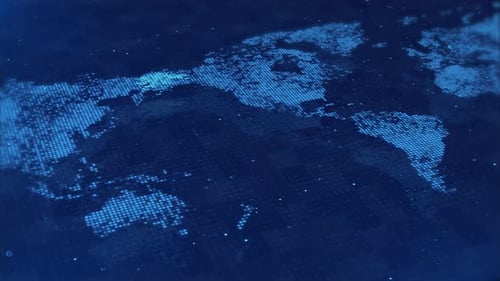 Futuristic Digital World Map Global Business Network Animation