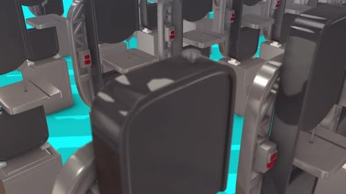 A Lot Of Bandsaws In A Row 4k