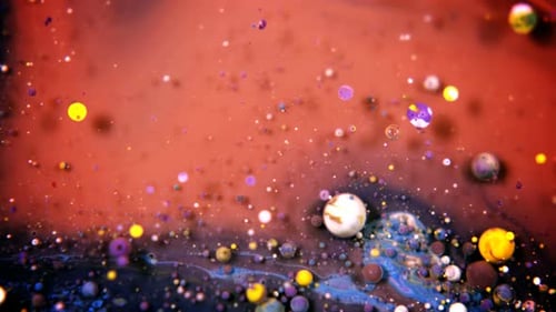 Abstract Colorful Acrylic And Food Paint Bubbles On Water 11