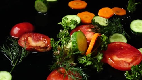 Falling of the Cut Vegetables