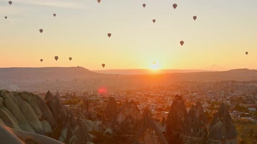 Hot Air Balloons at Desert Sunrise