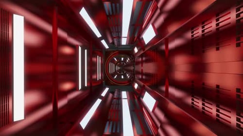 Seamless Sci-Fi Futuristic Red Tunnel Loop Background