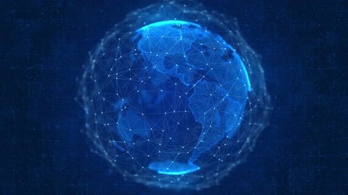 Digitale Welt Teilchen-Erd-Hologramm-Technologie Konzept