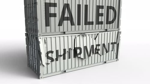 Container with SHIPMENT Text Being Broken By Container with FAILED Inscription