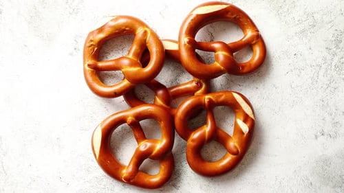 Overhead View of Tasty Bavarian Pretzels