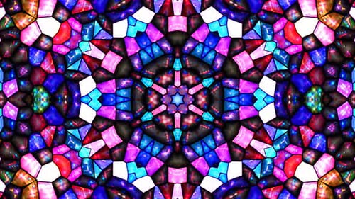 glowing lights that set the movement of the full color of the flower shape on a black background