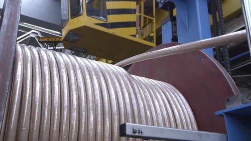 Industrial Wire Coil on Spool in Factory