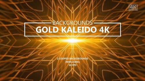 Animated Golden Geometric Kaleidoscope Looping Background