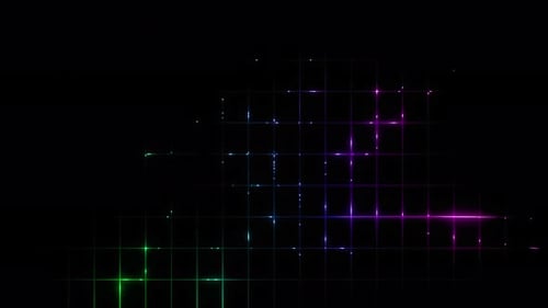 Futuristic Digital Grid with Colorful Glowing Lights