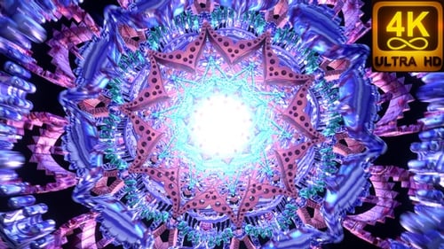 Mandala Psychedelic 3 D Seamless Vj Loop Trippy Trance Tunnel With Bright Colors