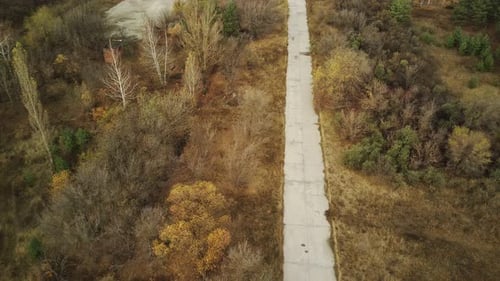 Aerial View of Old Destroyed Road in Countryside
