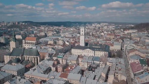 Aerial City Lviv, Ukraine, European City, Popular Areas of the City, Rooftops