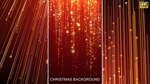 Animated Christmas Particles and Golden Lines Background