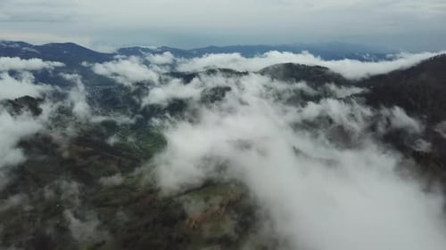 Fog and Clouds Over the Mountains Morning in the Mountains