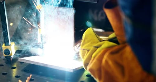 Metal Worker Welding in Metal Industry Factory
