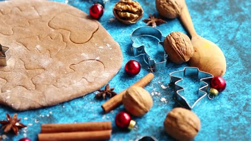 Festive Holiday Cookie Baking Preparation Close Up