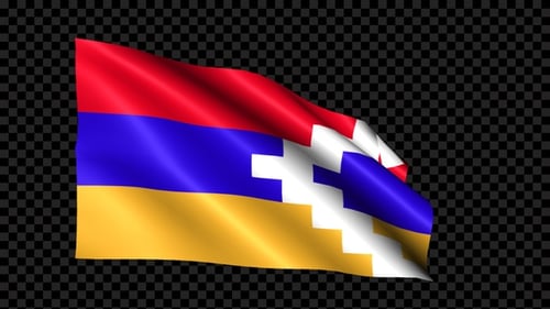 Waving Artsakh National Flag Animation