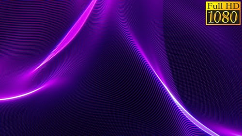 Abstract Fluid Glowing Purple Particle Wave Animation
