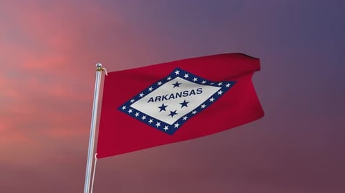 Realistic Waving Flag of Arkansas State