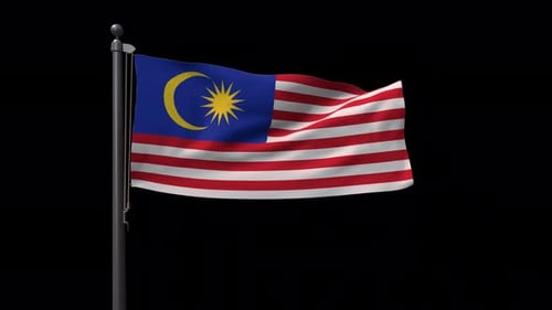 Waving Flag of Malaysia Animation on Black Background