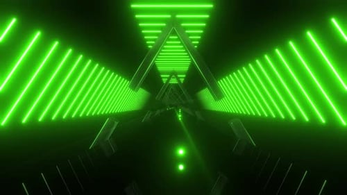 4k Green Rotate Triangle Neon Background 3