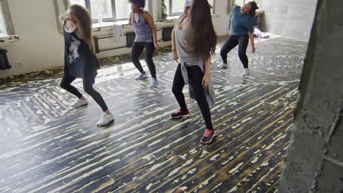 Women Doing Dance Exercise in Studio Class