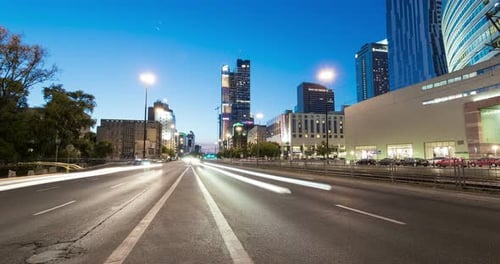 Timelapse on aleja Jana Pawla II in Warsaw