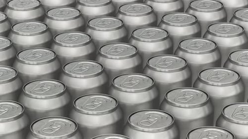 Seamless Loop of Minimalist Aluminum Beverage Cans Panning