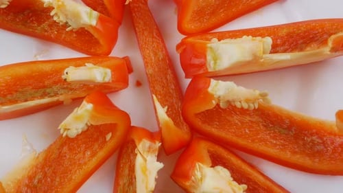 sliced red pepper close up