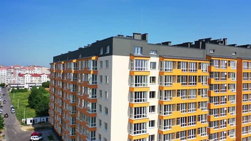 Exterior of new high-rise multi story apartment building