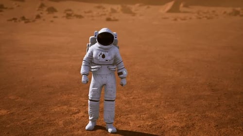 Astronaut Standing on Martian Landscape
