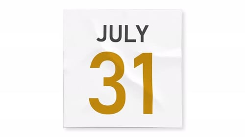 August 1 Date Behind Torn Page of a Calendar
