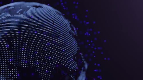 Spinning planet Earth. Technology video footage.