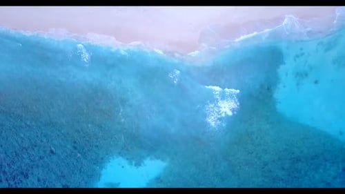 Aerial view seascape of tropical lagoon beach adventure by shallow ocean with white sandy background