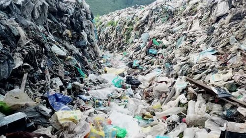 Massive Plastic Waste Landfill Site in Nature