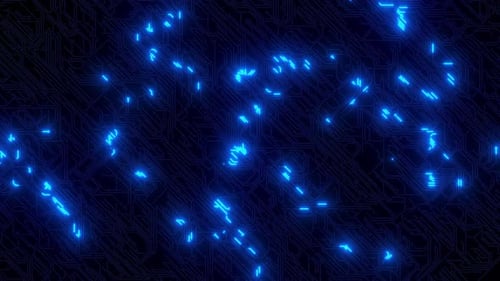 Animated Digital Circuit Board with Glowing Blue Lines Loop Background