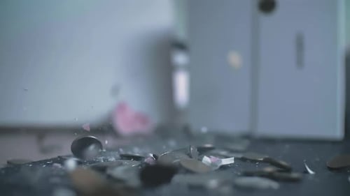 Piggy Bank Hit Destroyed and Smashes With Hammer Slow Motion