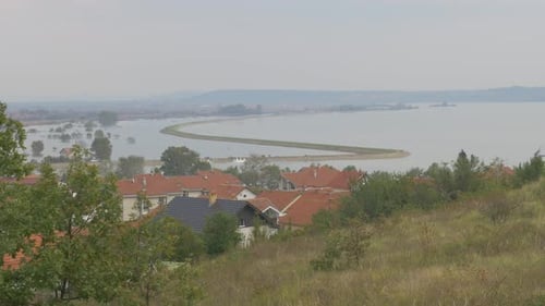 Flooded area of Eastern Serbian village Brza Palanka and Grabovica 4K 2160p UHD footage - Floods in