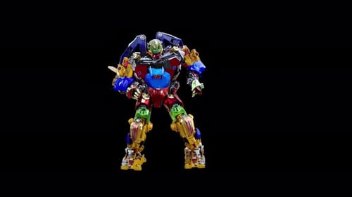Dynamic Colorful Robot Character Posing Animation