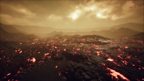 Ende des Ausbruchs des Vulkans Tolbachik mit Lavafeldern