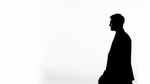 Silhouette of Honest Politician Trying to Fight Corruption, Shadow Boxing