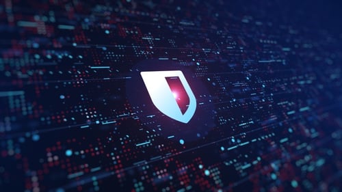 Futuristic Digital Security Shield Icon Reveal Animation