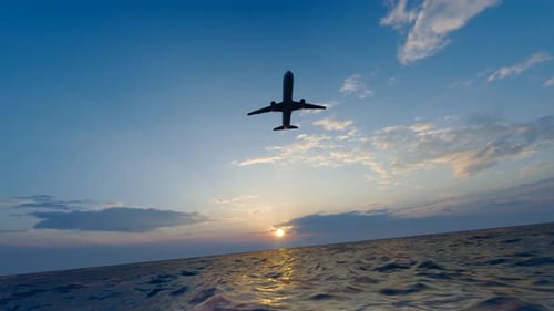 Fluggesellschaften und Zivilflugzeuge fliegen über den Meeresspiegel