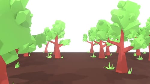 Animated Journey Through a Stylized Low Poly Forest