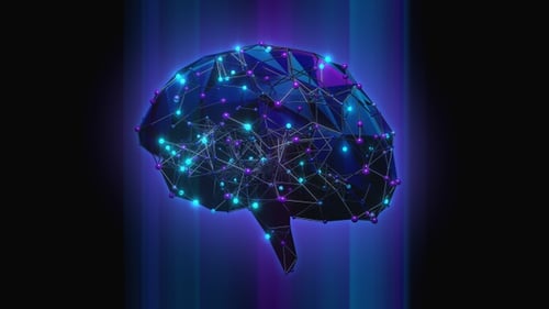 Digital Brain Animation with Glowing Neural Network Nodes