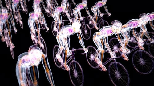 Abstract art of X-ray cyclists riding
