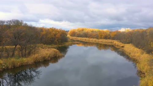 Autumn Forest With The Small Quiet Winding River 2