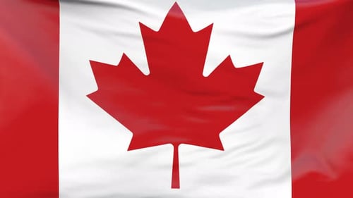 Realistic Canadian Flag Waving in the Wind